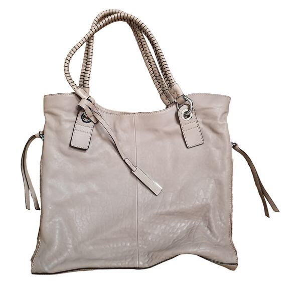 Vince Camuto Genuine Leather Cashmere Color Handbag Size Braided Straps - NWOT's - Picture 1 of 12